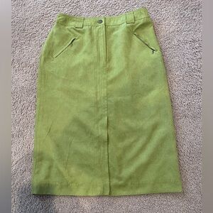 CLICK Kiwi Suede Front Slit Pencil Skirt